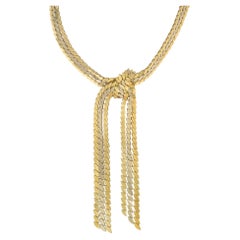 Maison Gerard Estate Two-Color Gold Necklace of Knot and Cascading Tassel Design