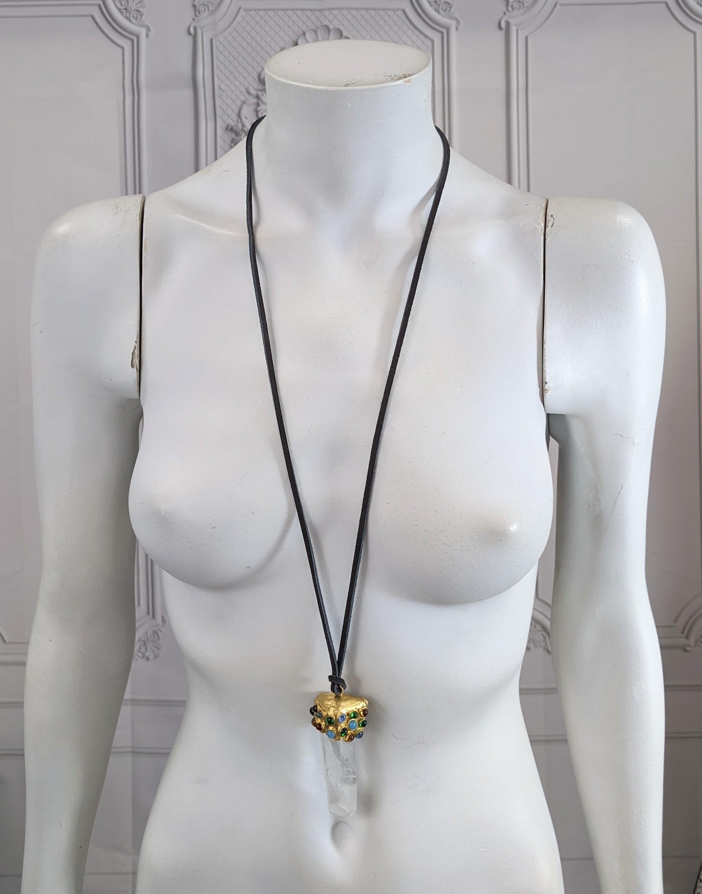 Uncut Maison Goossens for Chanel Rock Crystal Pendant Necklace For Sale