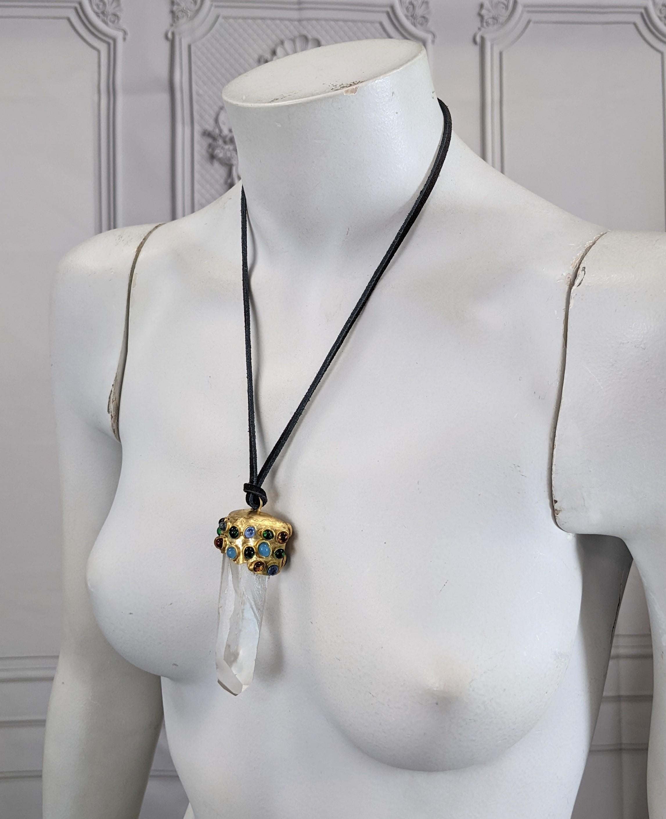 Women's or Men's Maison Goossens for Chanel Rock Crystal Pendant Necklace For Sale