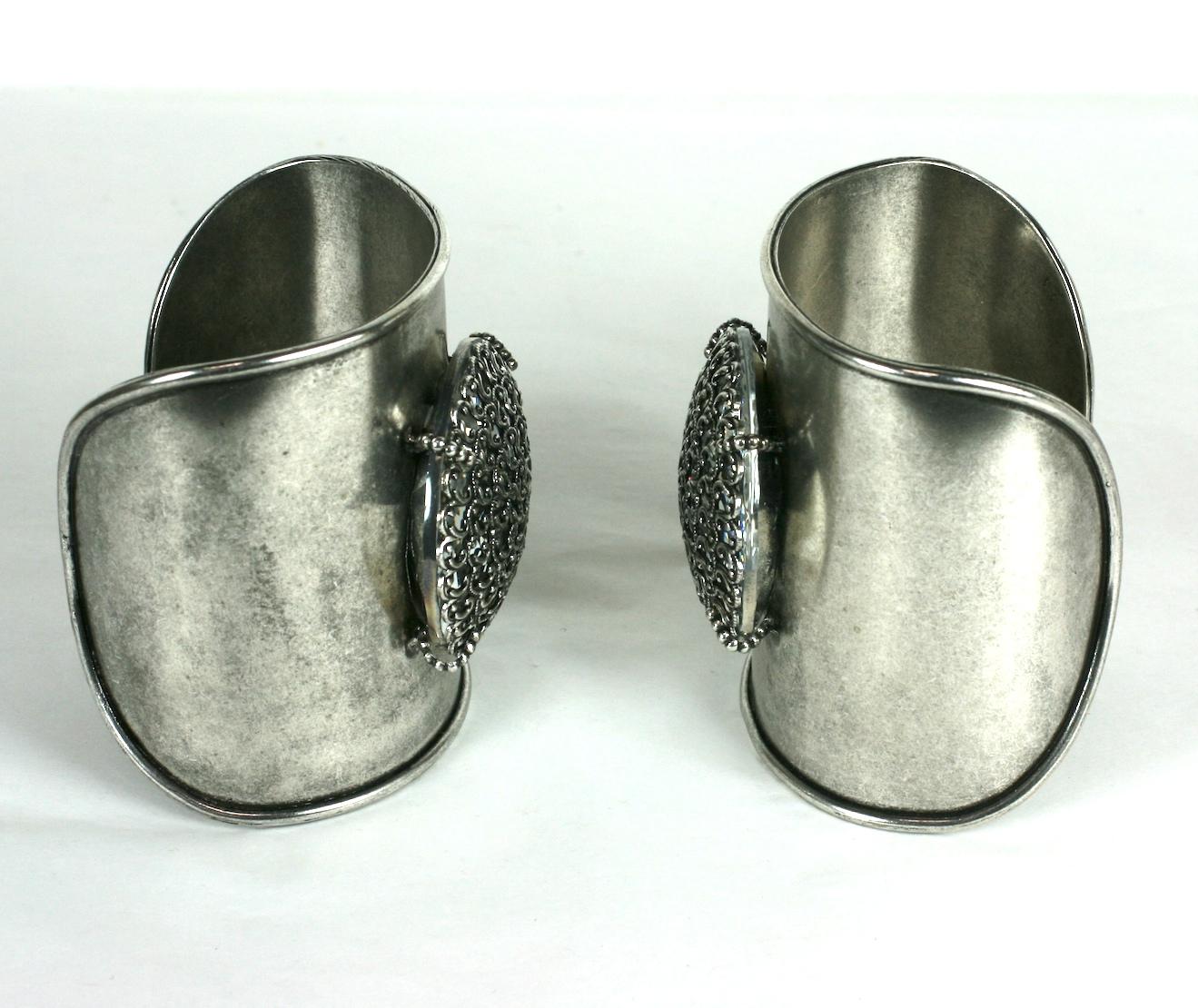 Maison Goossens for Yves Saint Laurent  Artisan Crystal Cuffs  In Excellent Condition For Sale In New York, NY