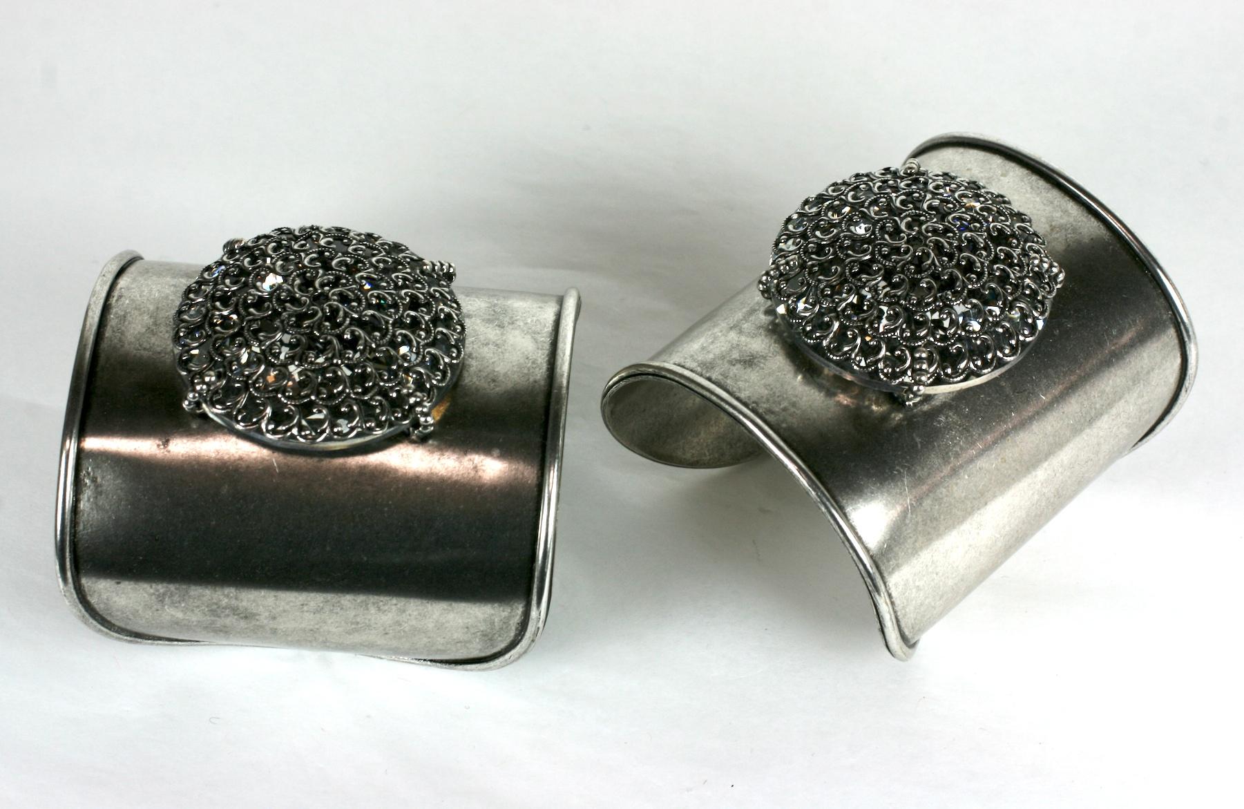 Maison Goossens for Yves Saint Laurent  Artisan Crystal Cuffs  For Sale 2