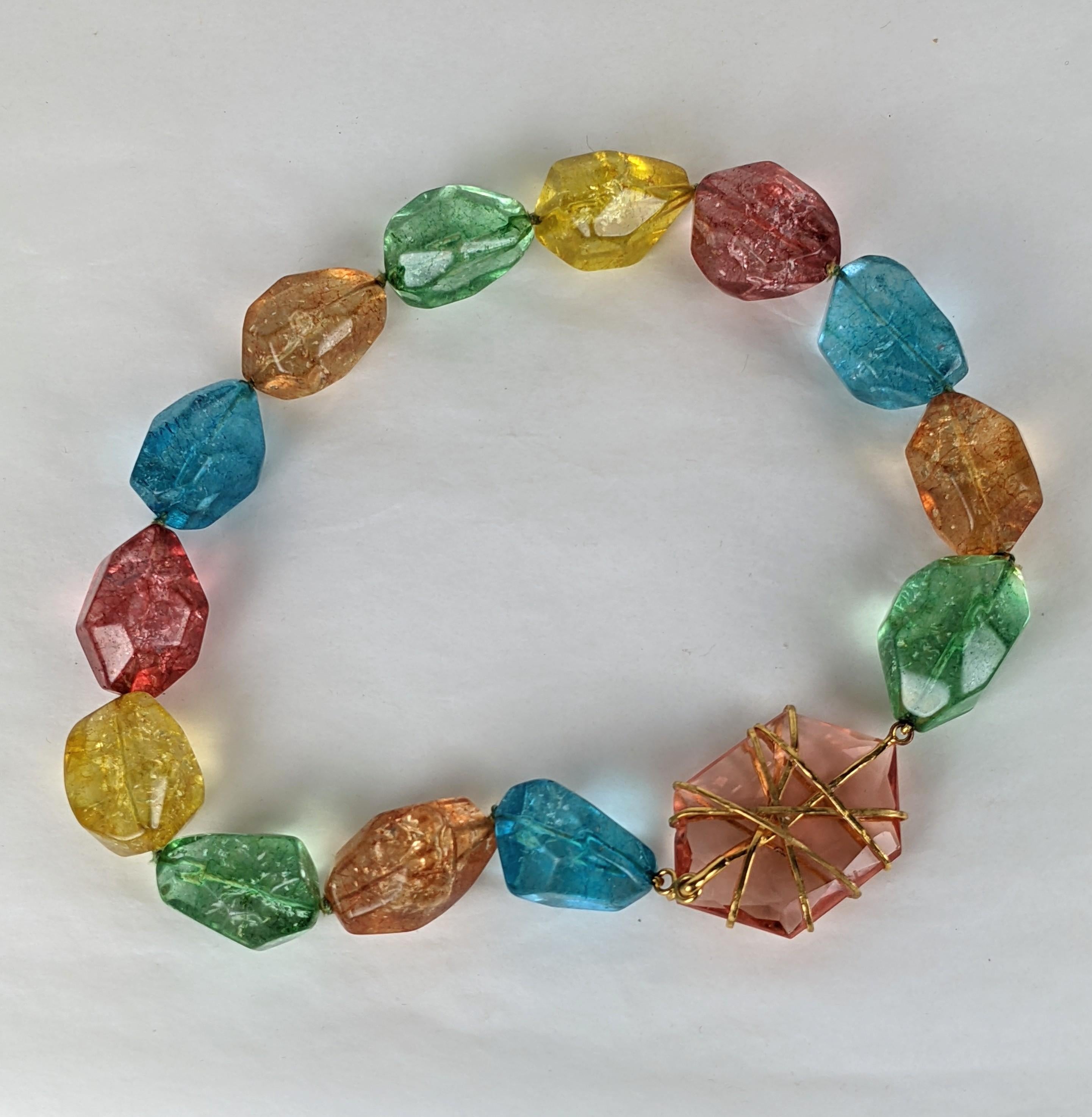 Moderno Collana con cristalli di rocca pastello Maison Goossens for Yves Saint Laurent in vendita