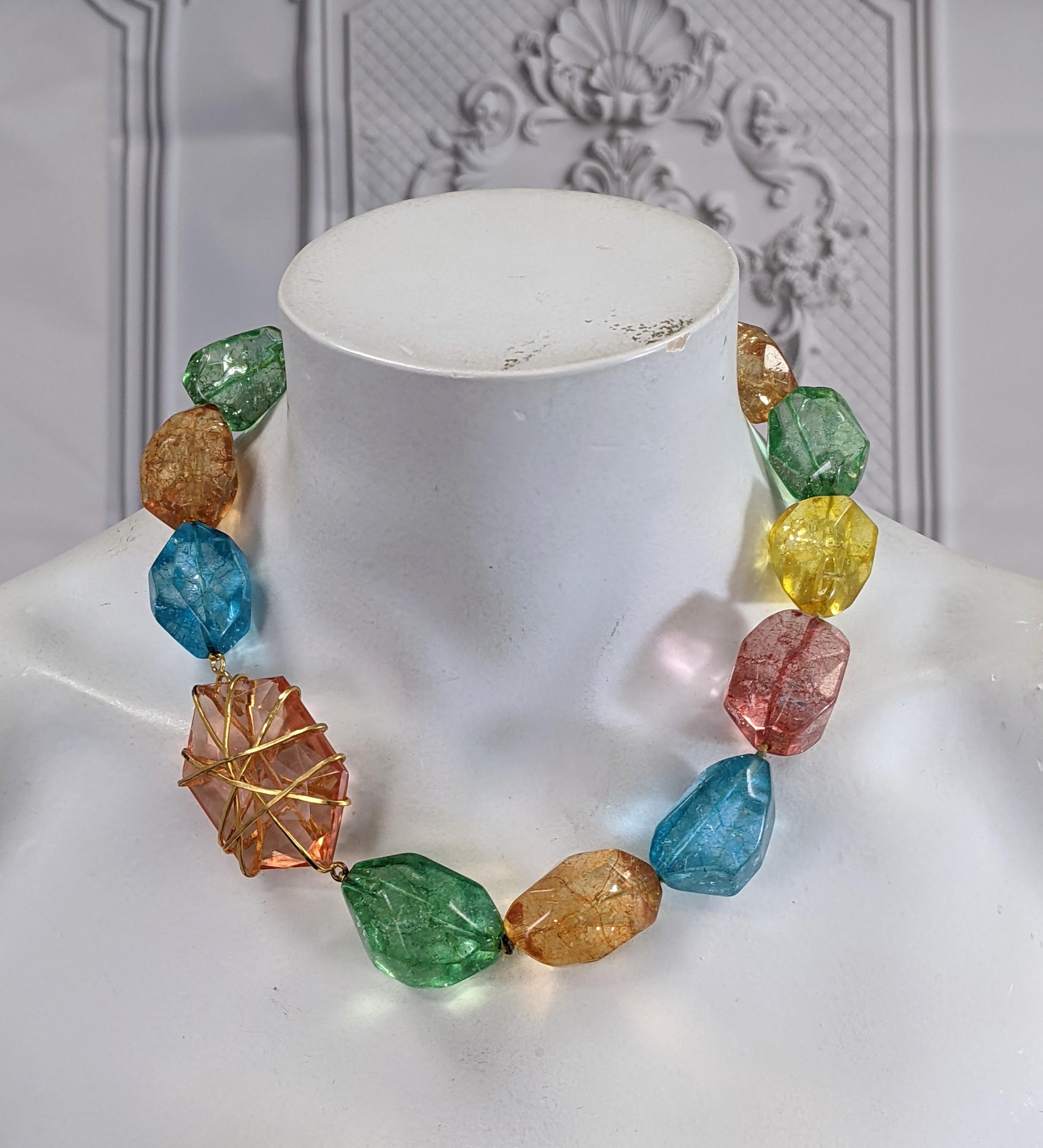 Bead Maison Goossens for Yves Saint Laurent Pastel Rock Crystal Necklace For Sale