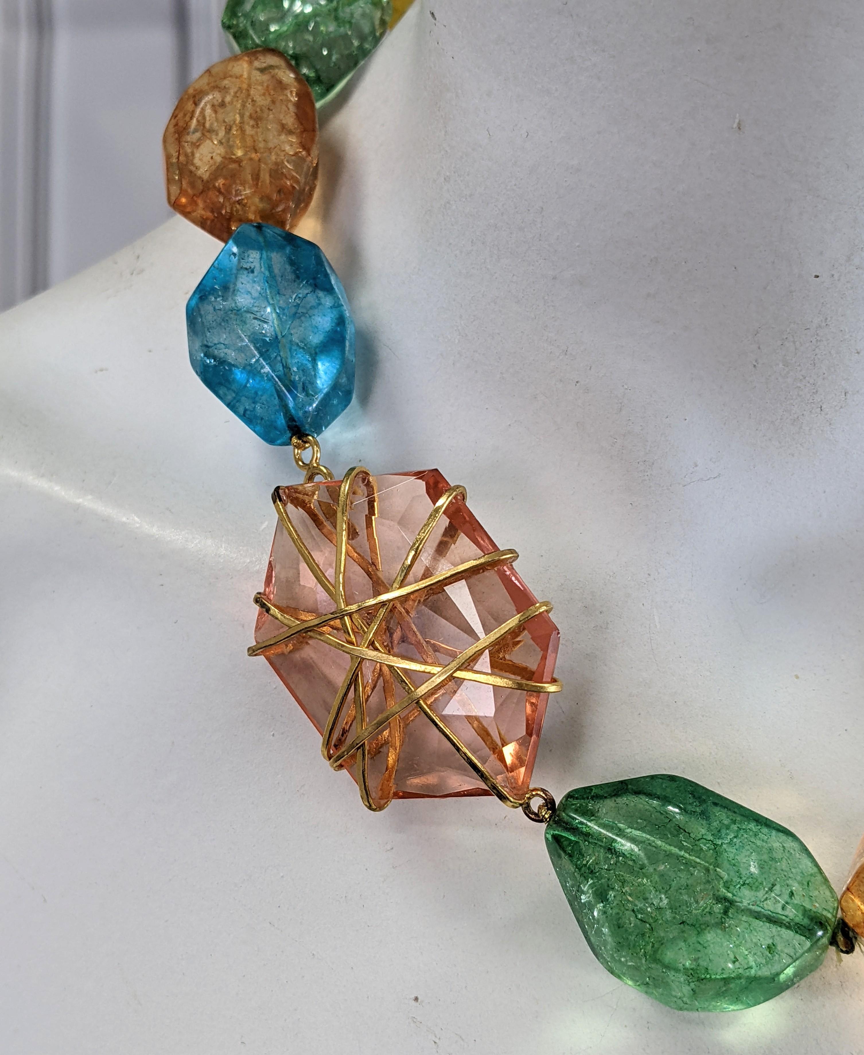 Maison Goossens for Yves Saint Laurent Pastel Rock Crystal Necklace In Excellent Condition For Sale In New York, NY