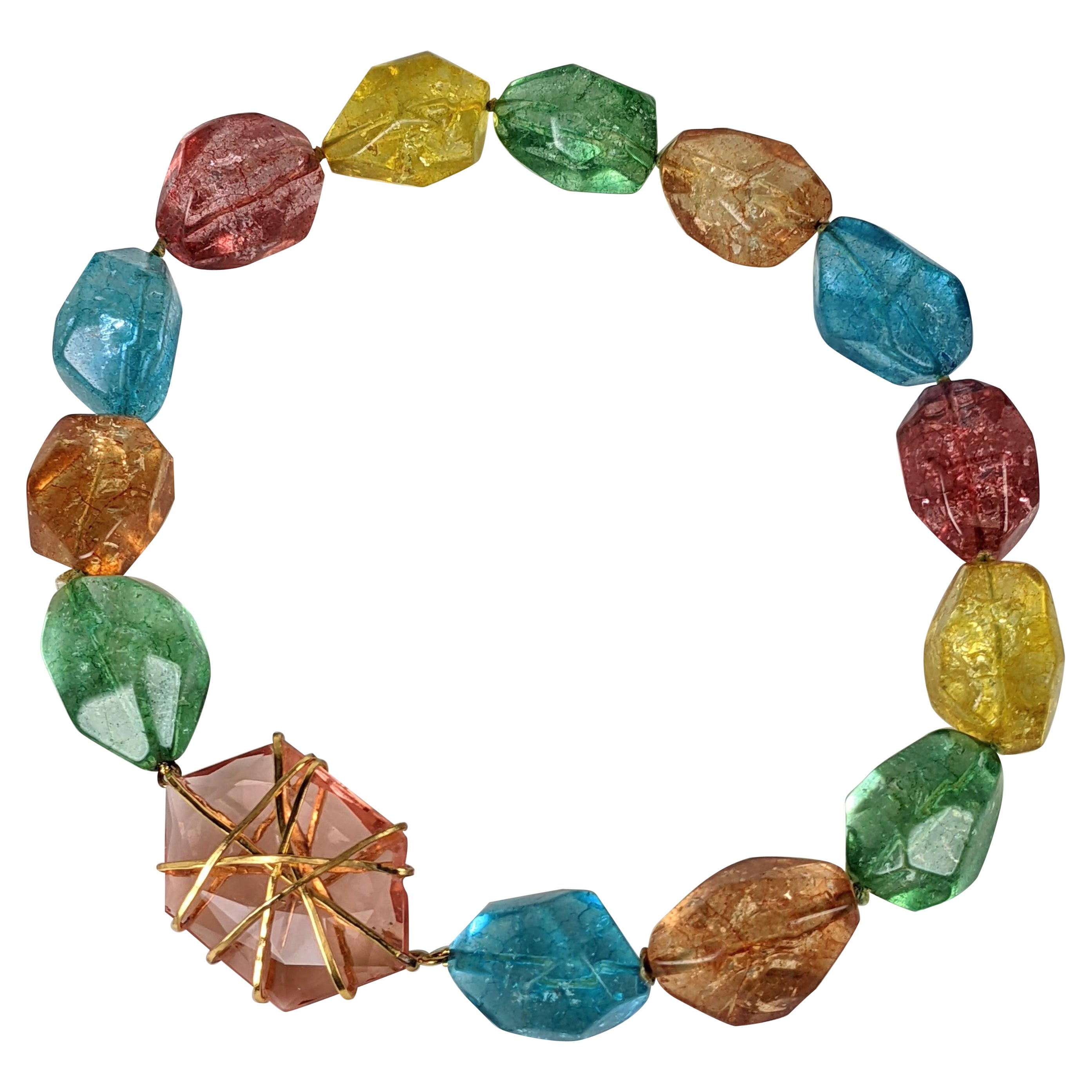 Collana con cristalli di rocca pastello Maison Goossens for Yves Saint Laurent