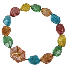 Vintage Maison Goossens for Yves Saint Laurent Pastel Rock Crystal Necklace