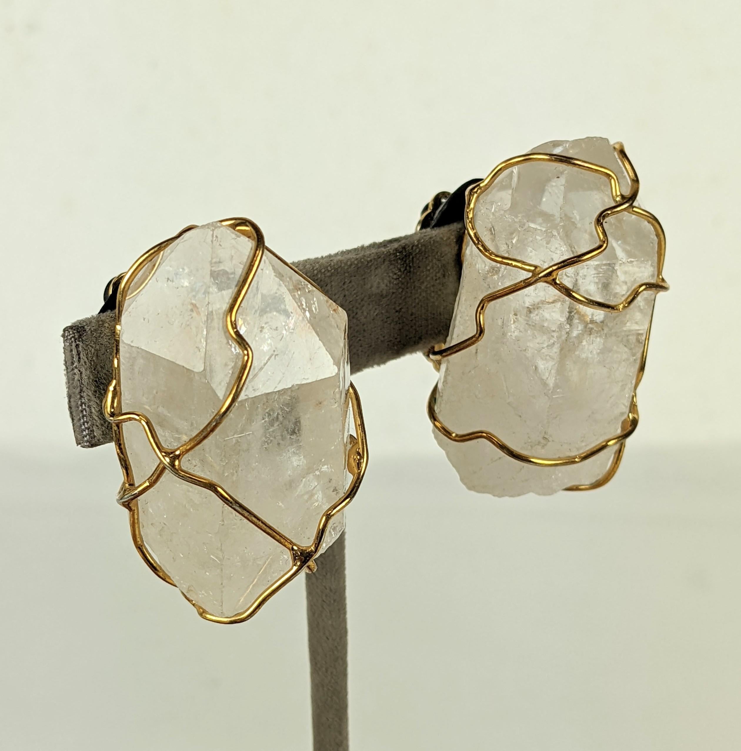 Boucles d'oreilles en cristal de roche Maison Goossens pour Yves Saint Laurent Excellent état - En vente à New York, NY