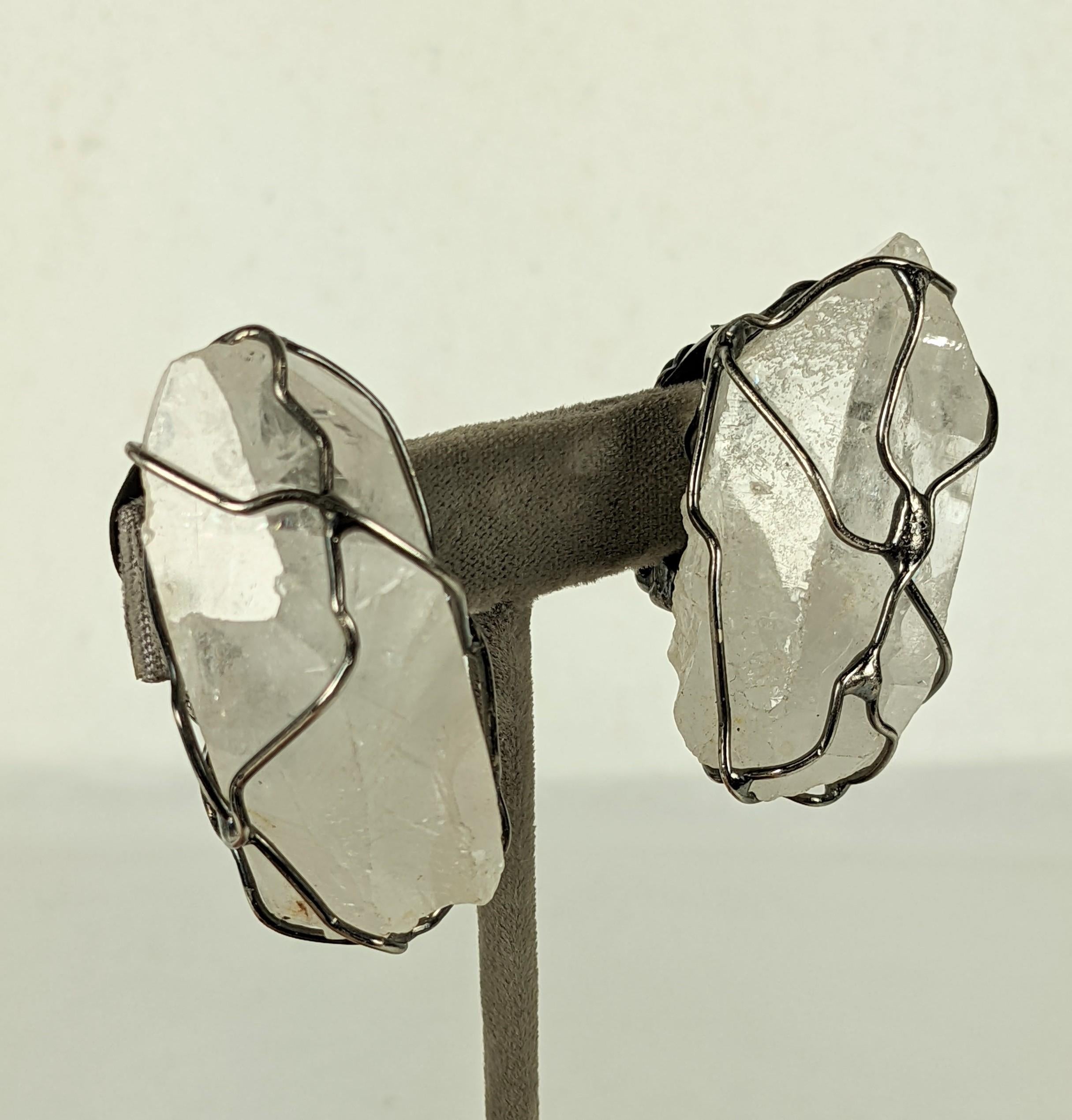 Boucles d'oreilles en cristal de roche Maison Goossens pour Yves Saint Laurent Excellent état - En vente à New York, NY