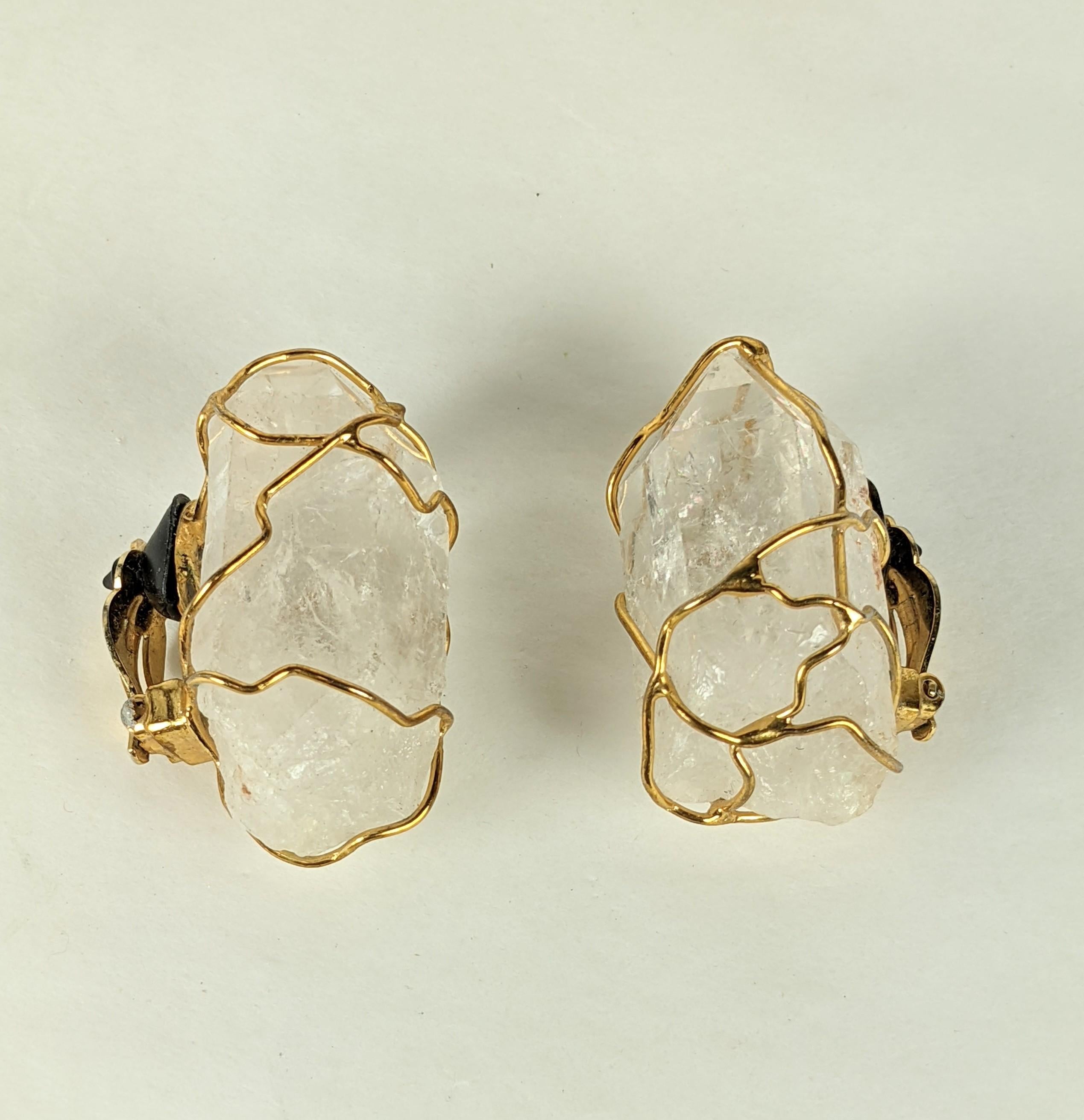 Boucles d'oreilles en cristal de roche Maison Goossens pour Yves Saint Laurent Pour femmes en vente