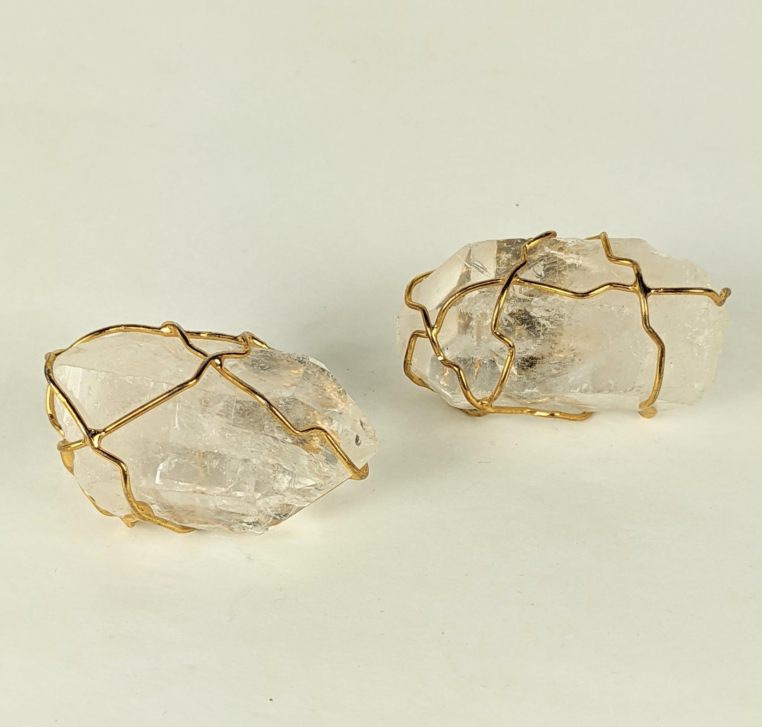 Uncut Maison Goossens for Yves Saint Laurent Rock Crystal Earrings For Sale