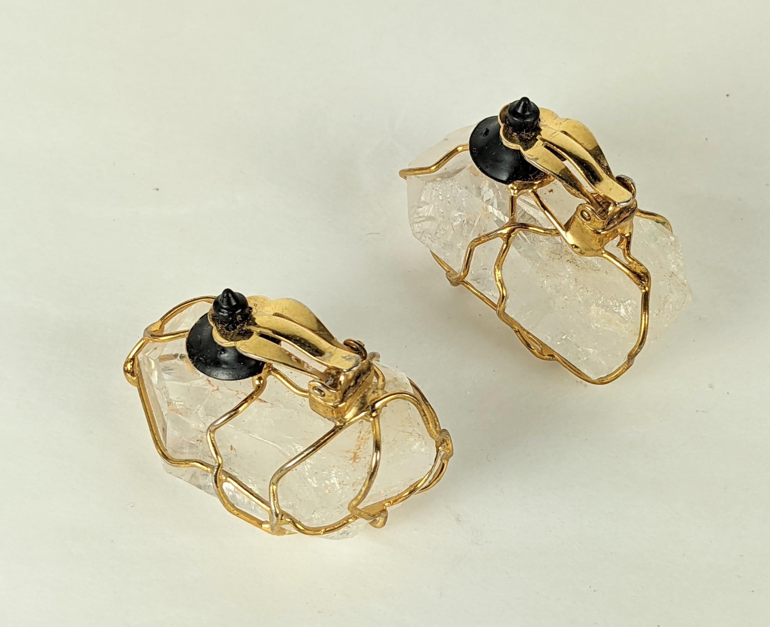 Boucles d'oreilles en cristal de roche Maison Goossens pour Yves Saint Laurent en vente 2