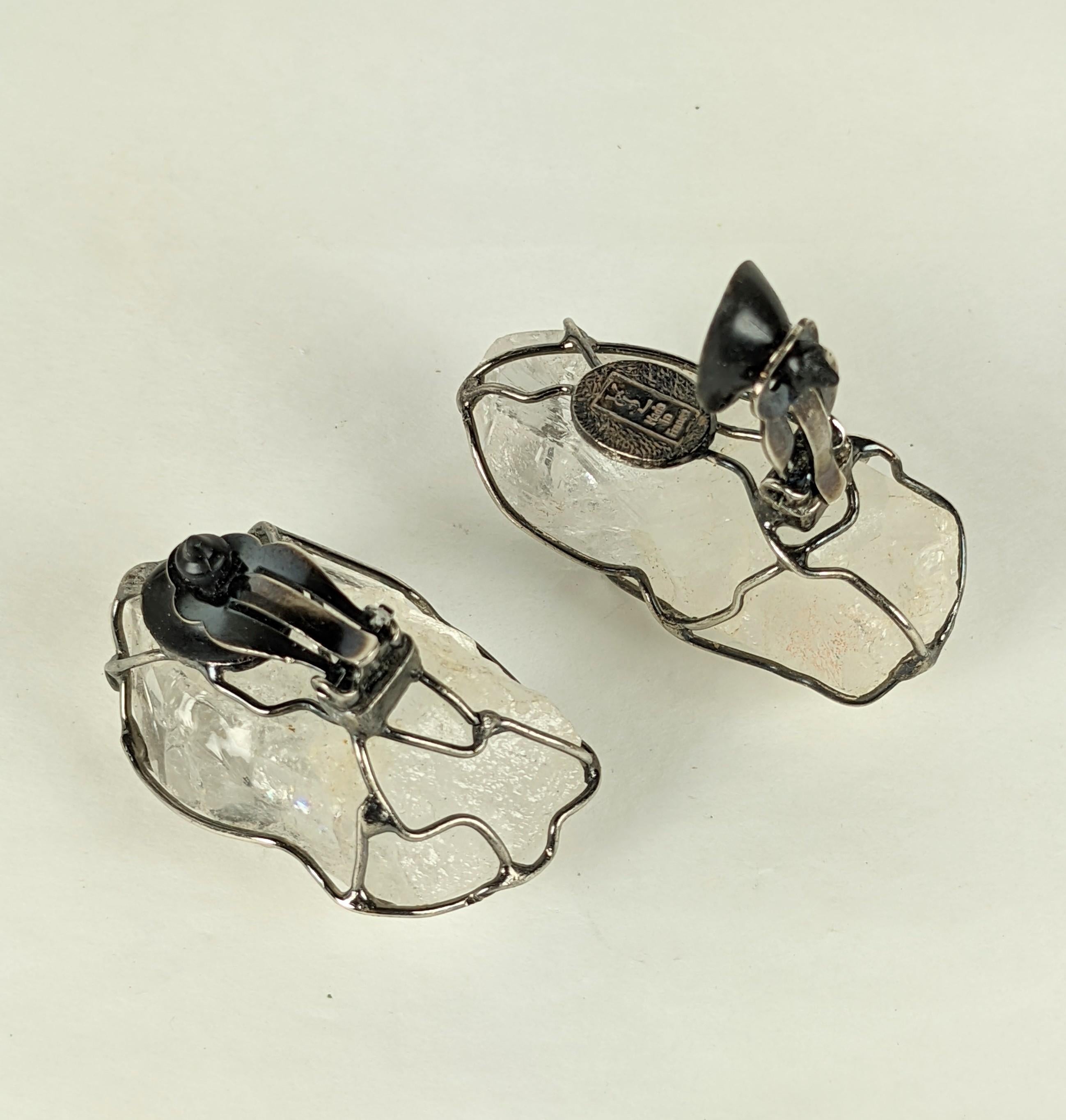 Boucles d'oreilles en cristal de roche Maison Goossens pour Yves Saint Laurent en vente 2
