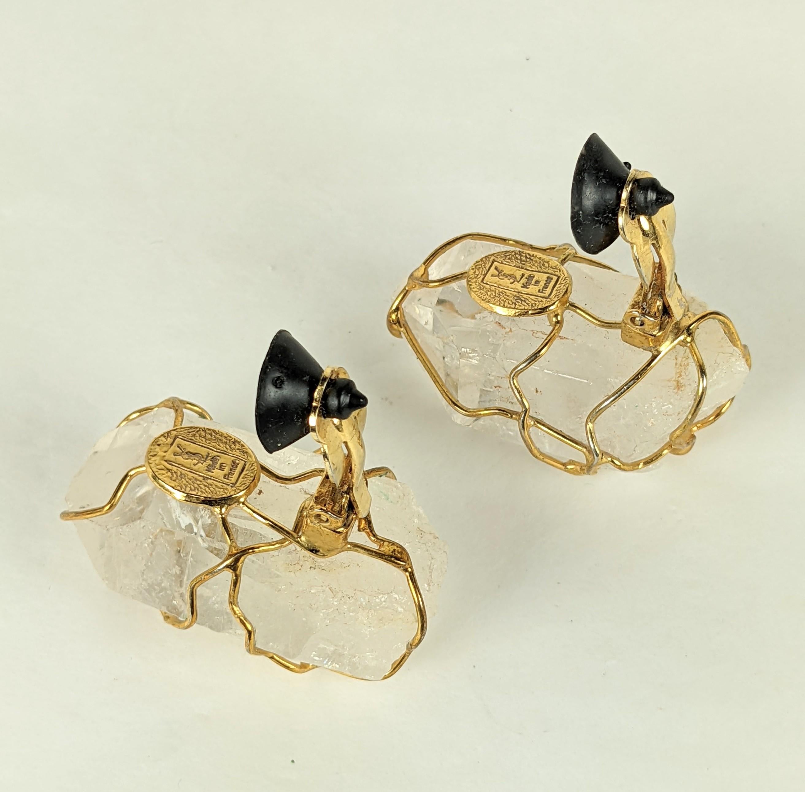 Boucles d'oreilles en cristal de roche Maison Goossens pour Yves Saint Laurent en vente 3