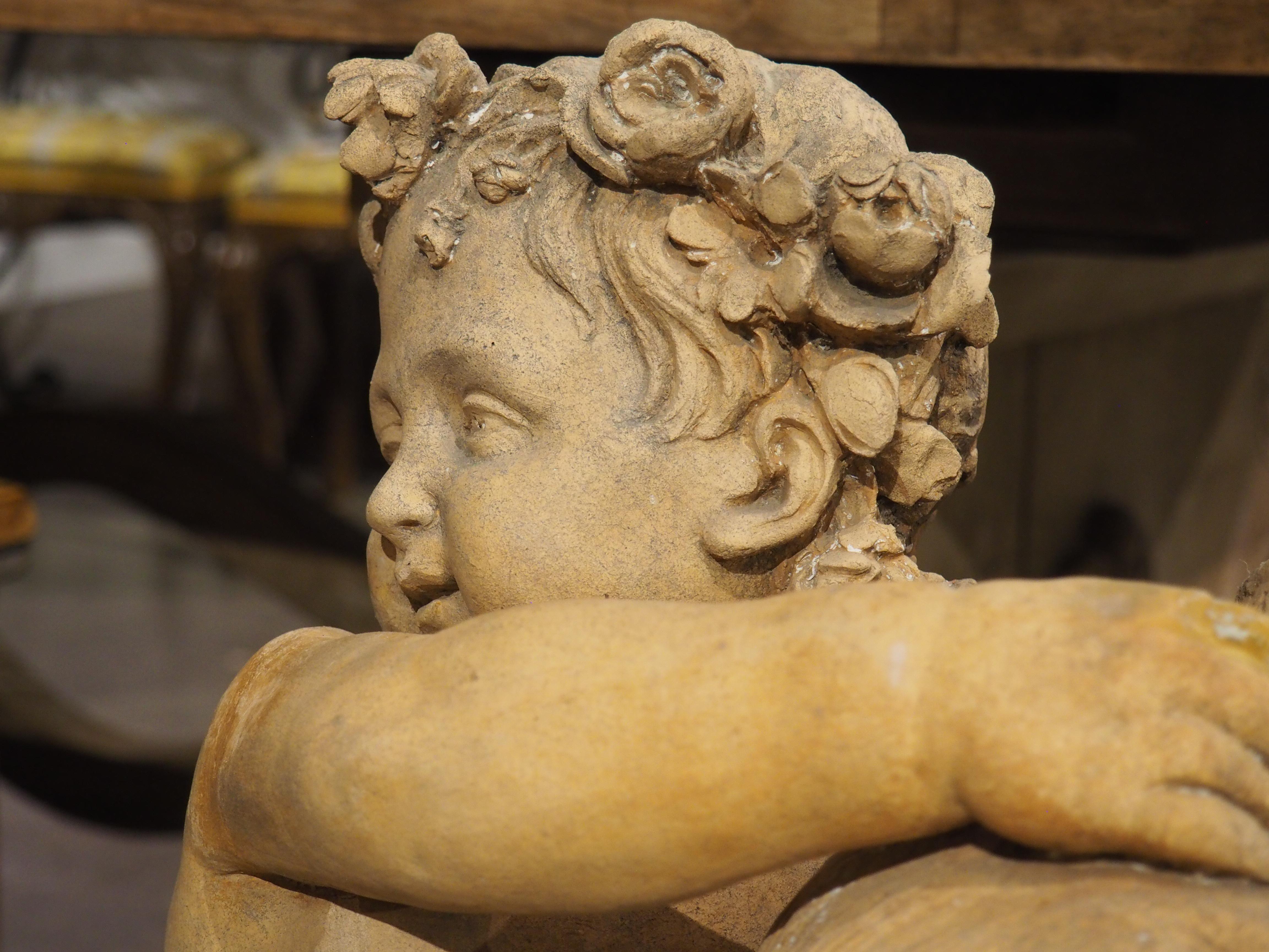 Maison Gossin Frères Terracotta Sculpture, Bacchanal Putti with Goat, Circa 1880 For Sale 14