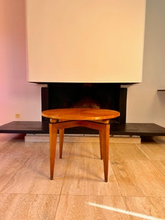 Maison Gouffé Gueridon Table in Sycamore and Bronze, France, circa 1950