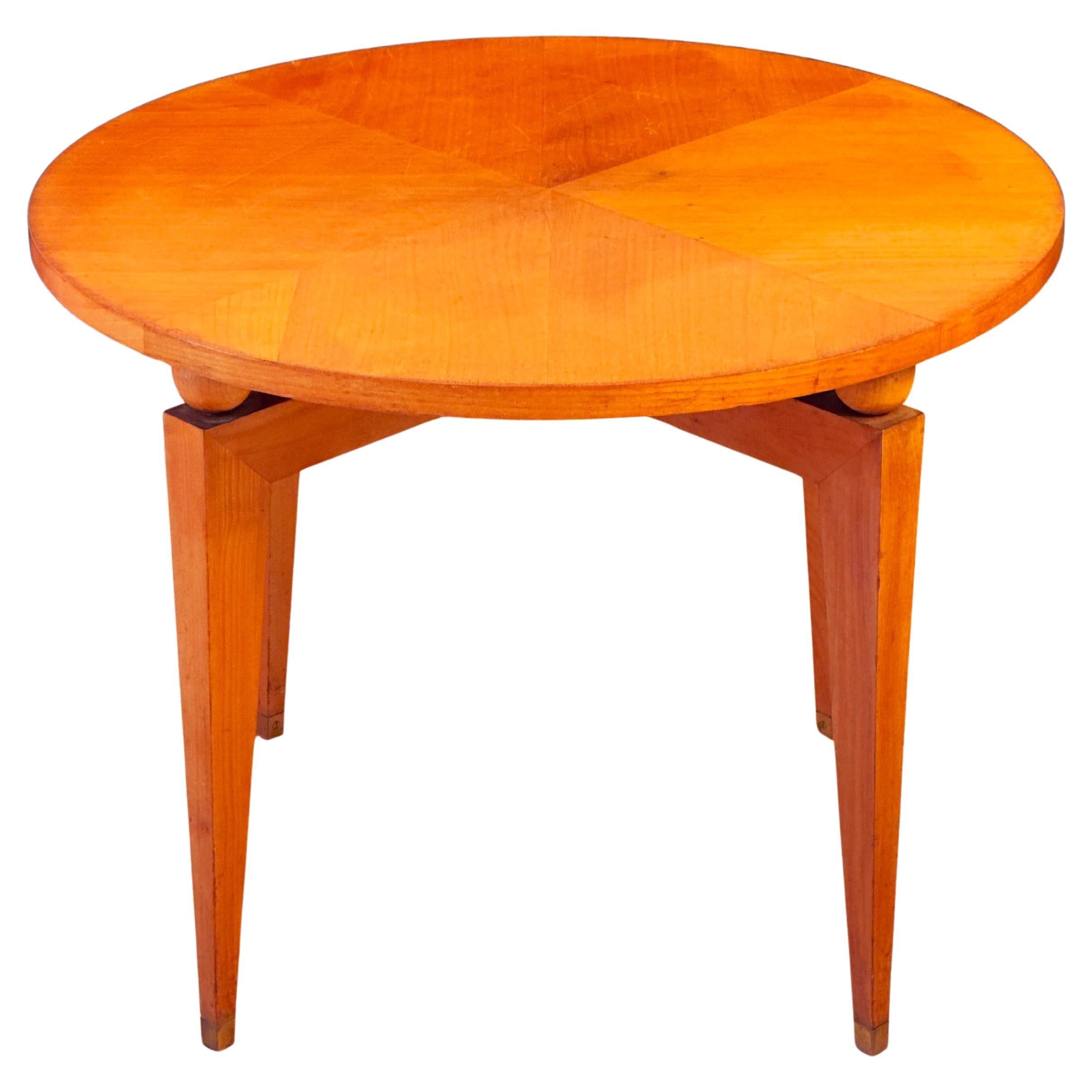 Table de guéridon de la Maison Gouffé en sycomore et bronze, France, vers 1950 en vente