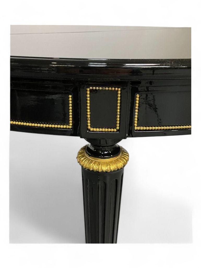 Maison Gouffé, Louis XVI Style, Hollywood Regency, Dining Table, Black Lacquer 2