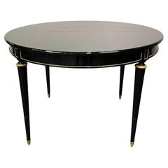Maison Gouffé, Louis XVI Style, Hollywood Regency, Dining Table, Black Lacquer