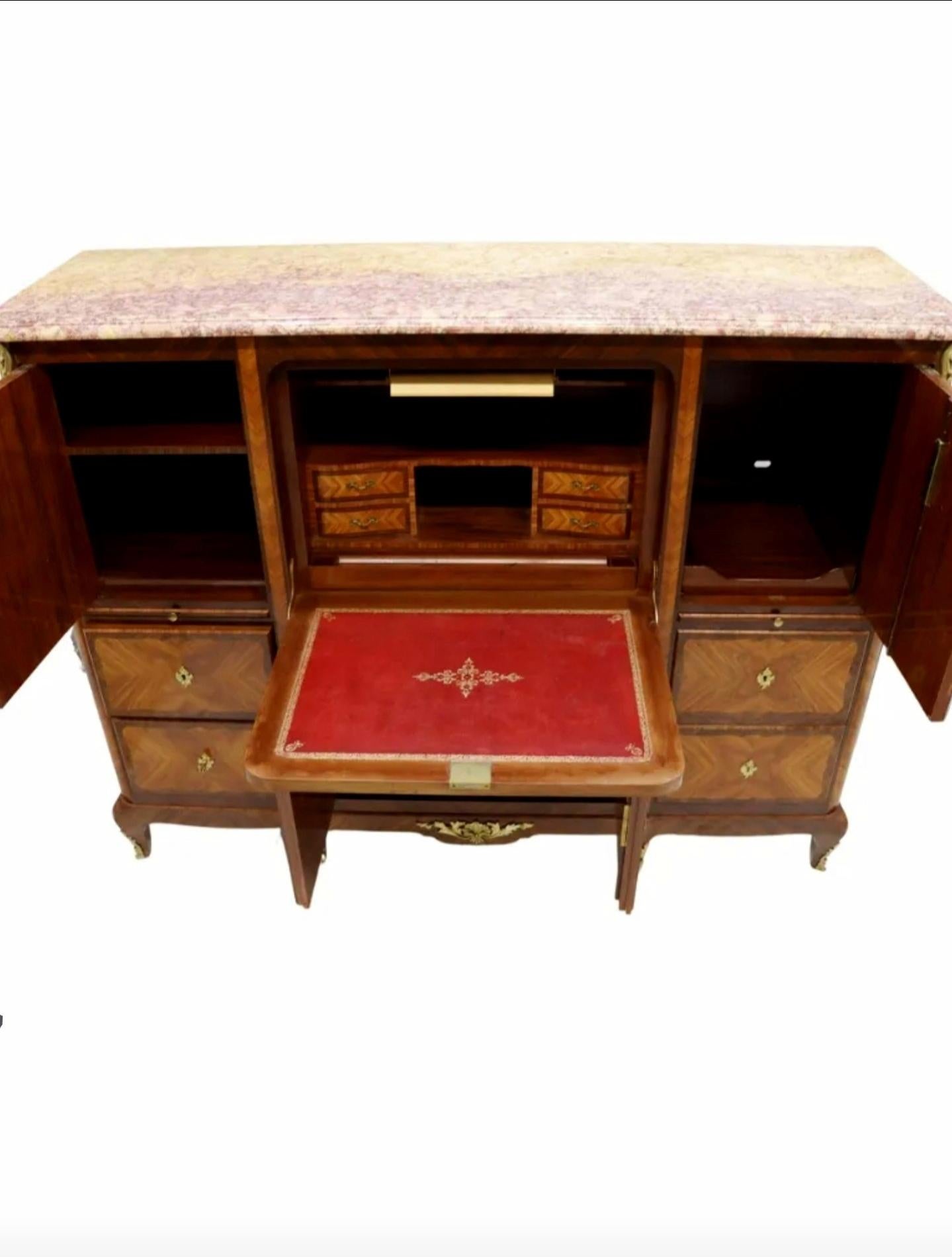 Dorato Maison Gouffé Parigi Francese di transizione Luigi XV XVI Secrétaire Libreria Armadio in vendita