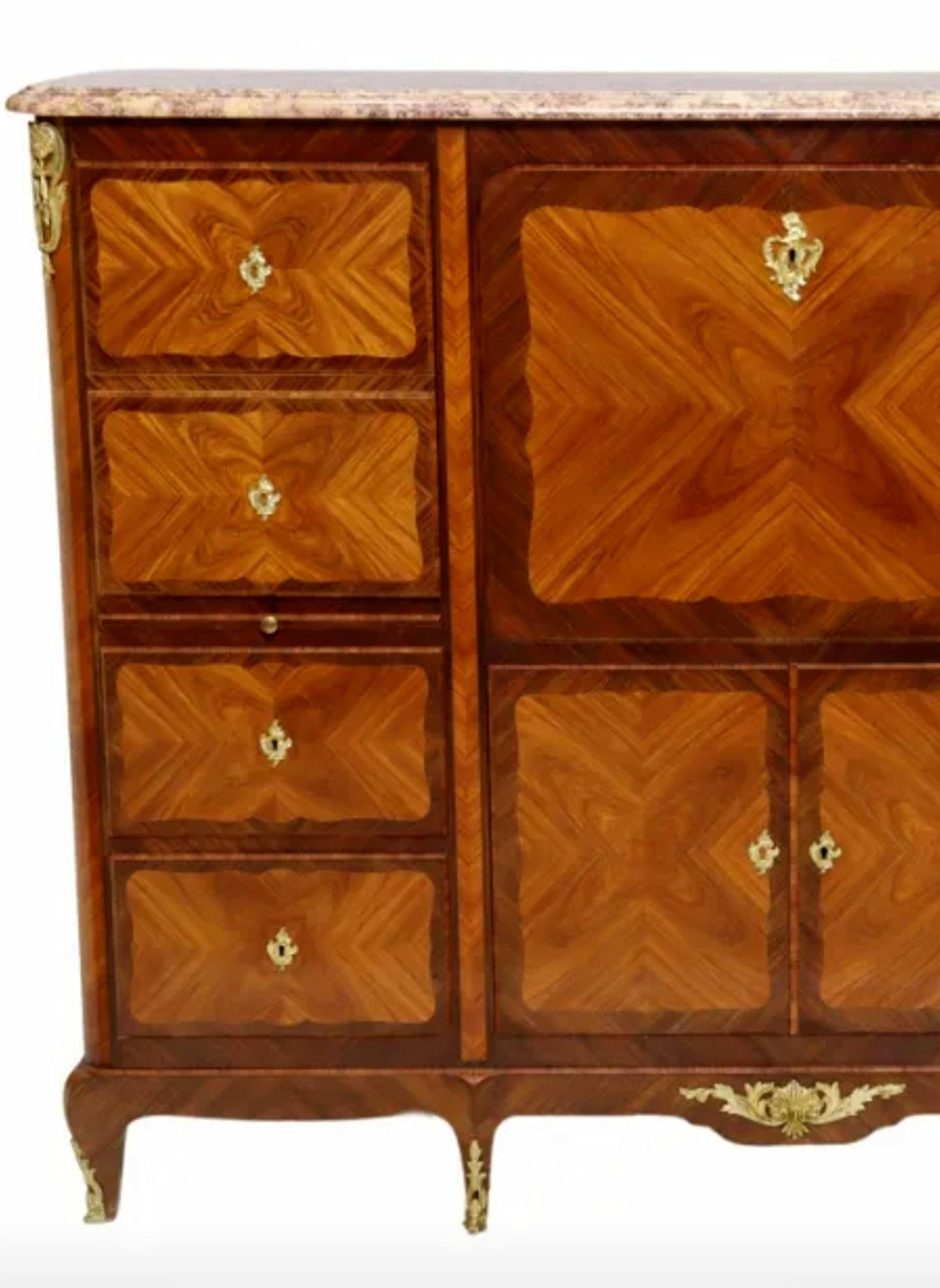 Bronzo Maison Gouffé Parigi Francese di transizione Luigi XV XVI Secrétaire Libreria Armadio in vendita