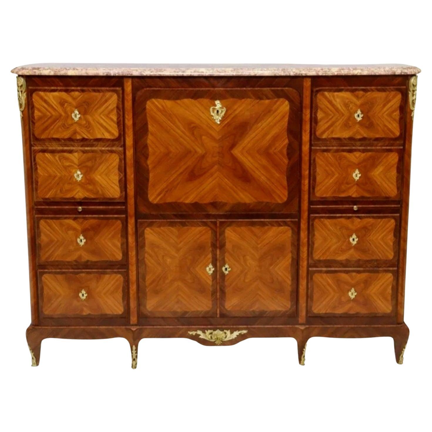 Maison Gouffé Paris French Transitional Louis XV XVI Secrétaire Bookcase Cabinet