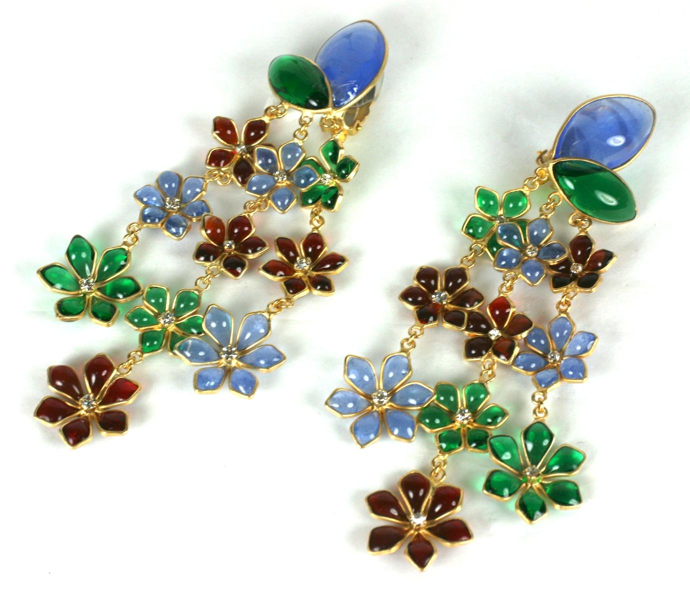  Maison Gripoix Anglo Indian Floral Cascade Earclips For Sale 1