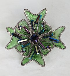 Maison Gripoix Emerald and Aurora Maltese Cross, Gript Book Piece