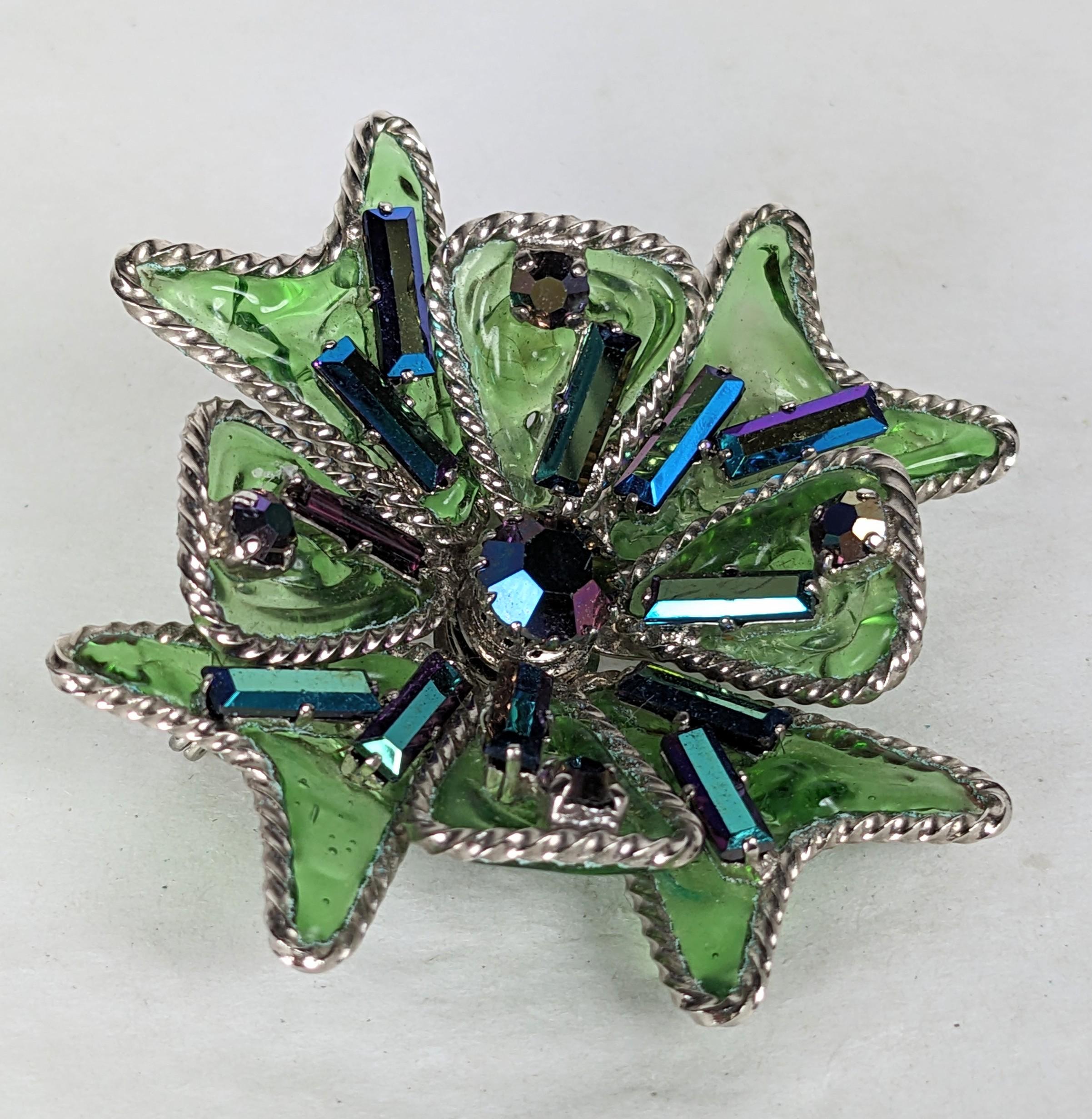Maison Gripoix Emerald and Aurora Maltese Cross, Gript Book Piece In Good Condition For Sale In New York, NY