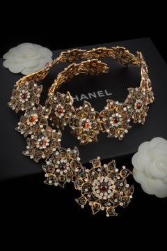 Maison Gripoix for Chanel 1988 Openwork Gold Belt with Amber Glass