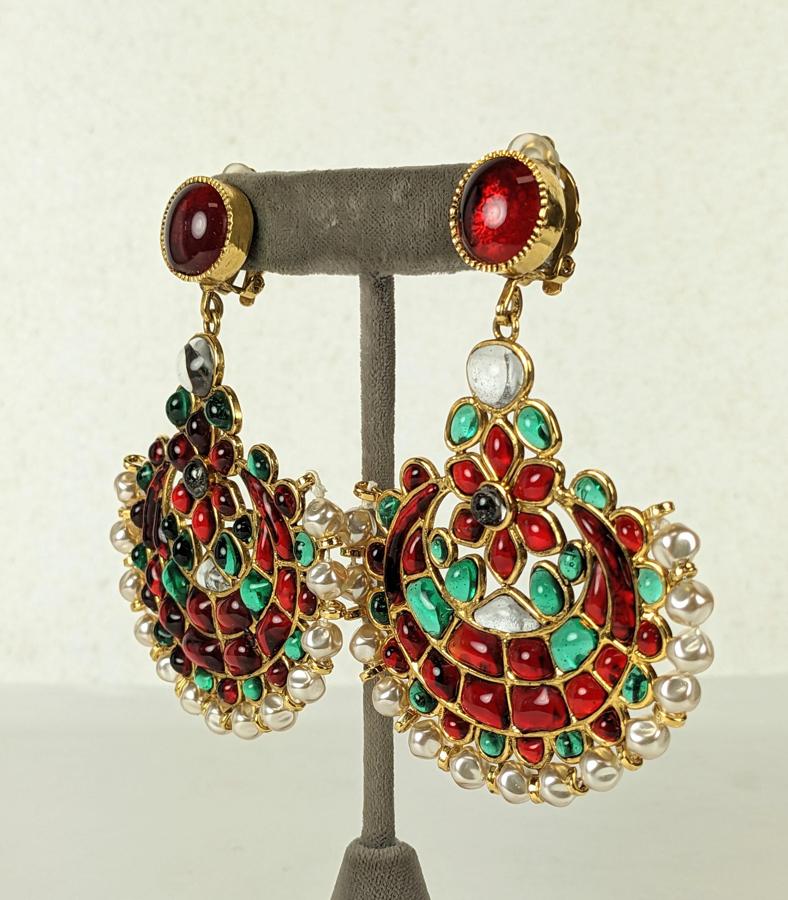 Anglo-Indian Maison Gripoix for Chanel Anglo Indian Pendant Earrings For Sale