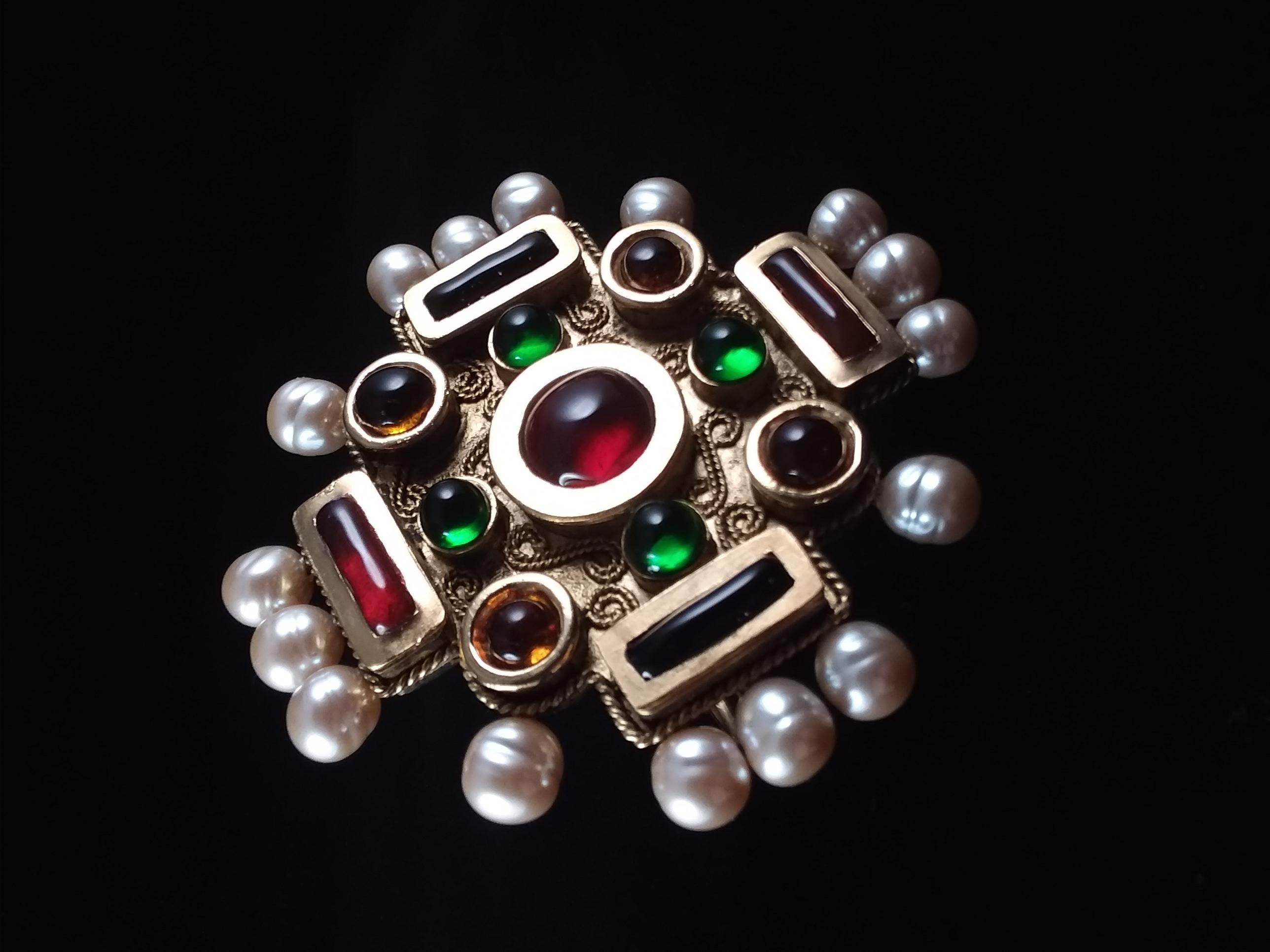 Maison Gripoix for Chanel Byzantine Cruciform Cuff Bracelet For Sale 3