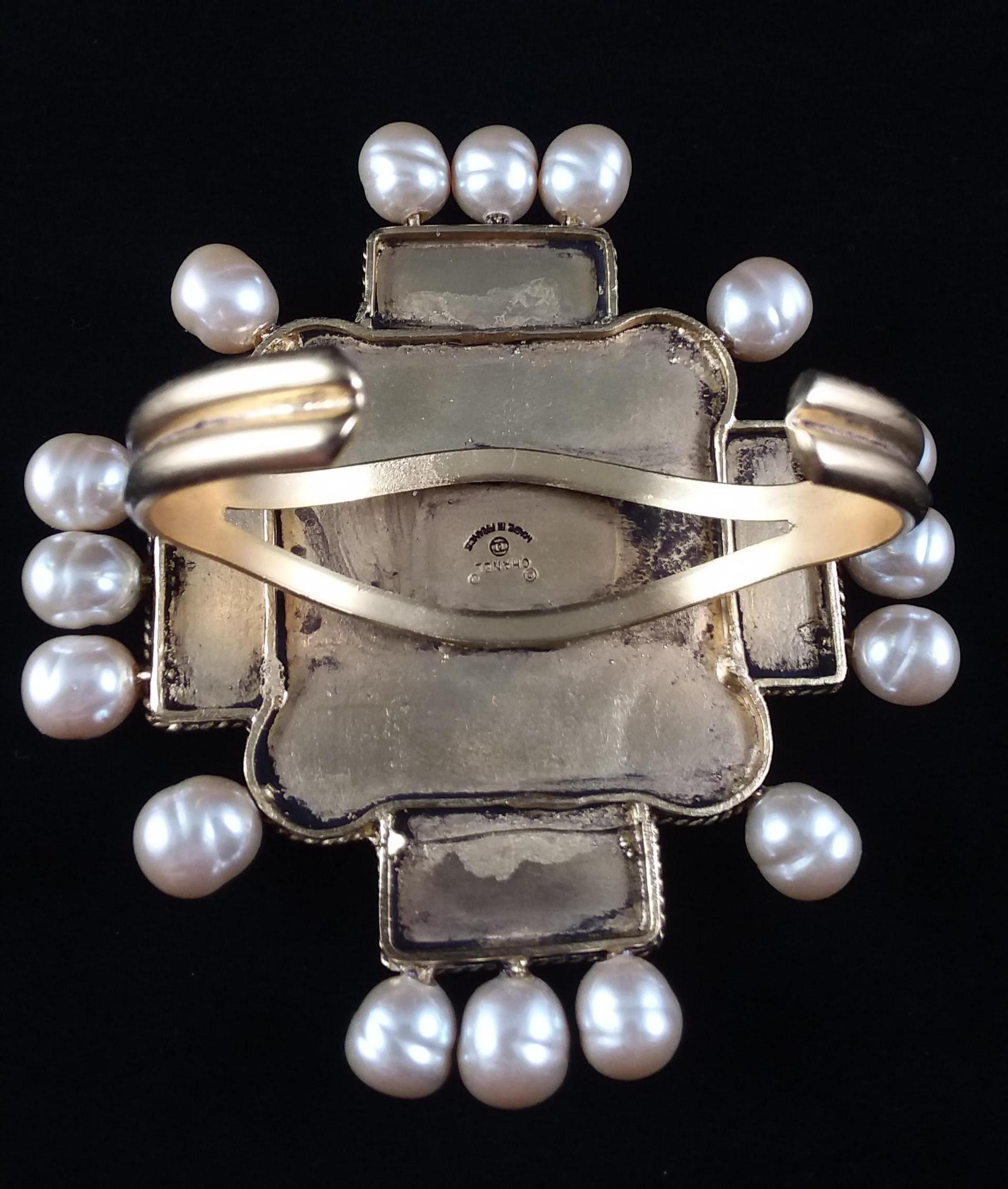 Maison Gripoix for Chanel Byzantine Cruciform Cuff Bracelet For Sale 1