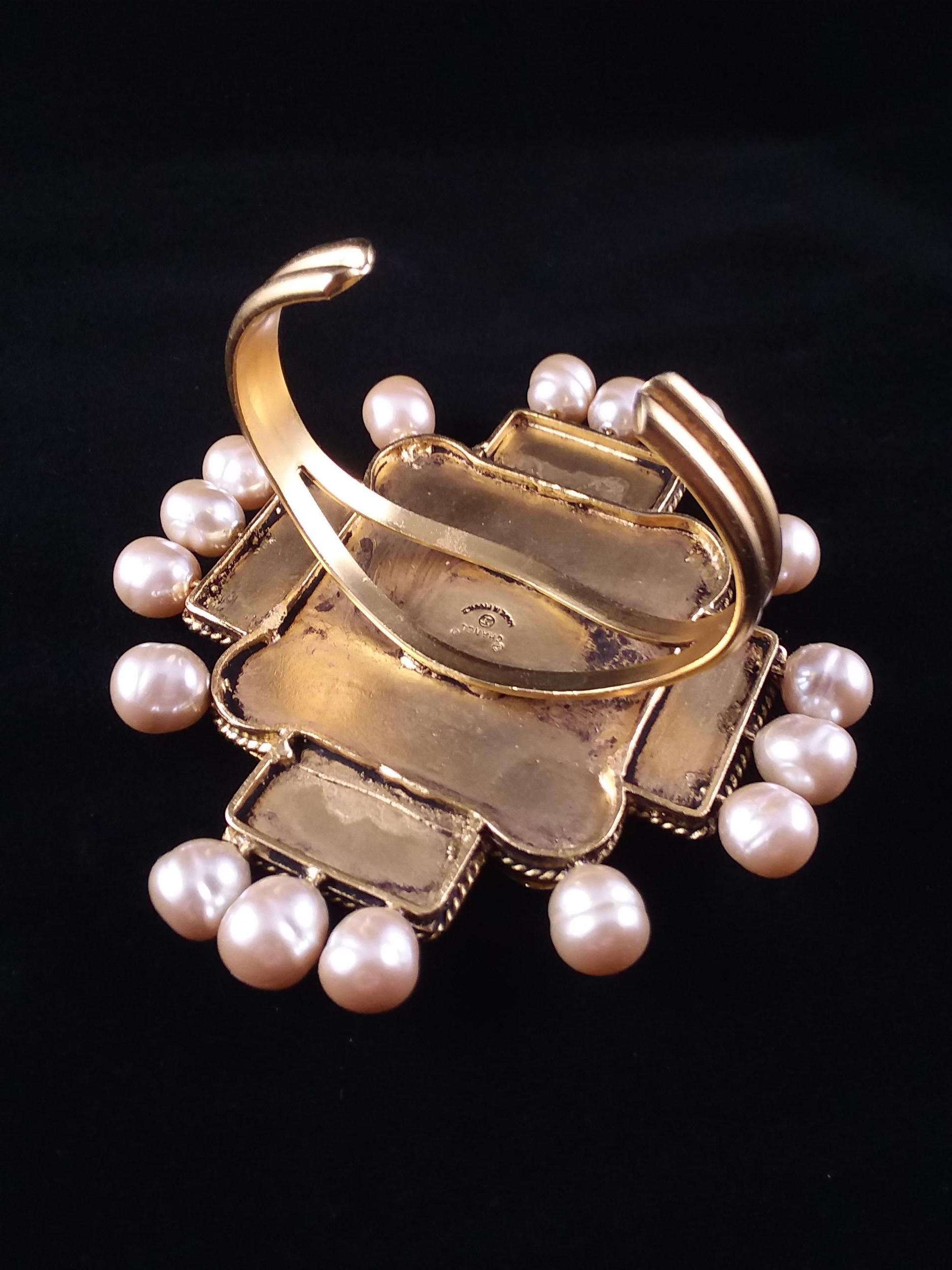 Maison Gripoix for Chanel Byzantine Cruciform Cuff Bracelet For Sale 2