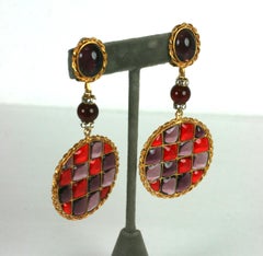 Maison Gripoix for Chanel  Pendientes de tweed a cuadros