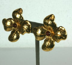 Maison Gripoix for Chanel Hammered Flower Earrings