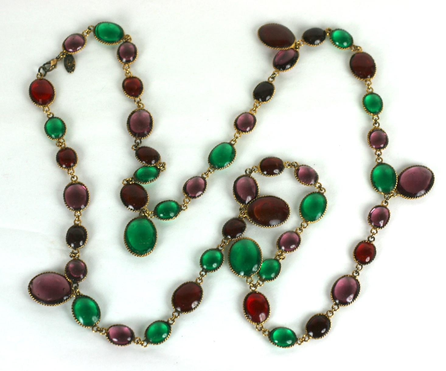 Maison Gripoix for Chanel Multicolored Poured Glass Sautoir In Excellent Condition For Sale In New York, NY