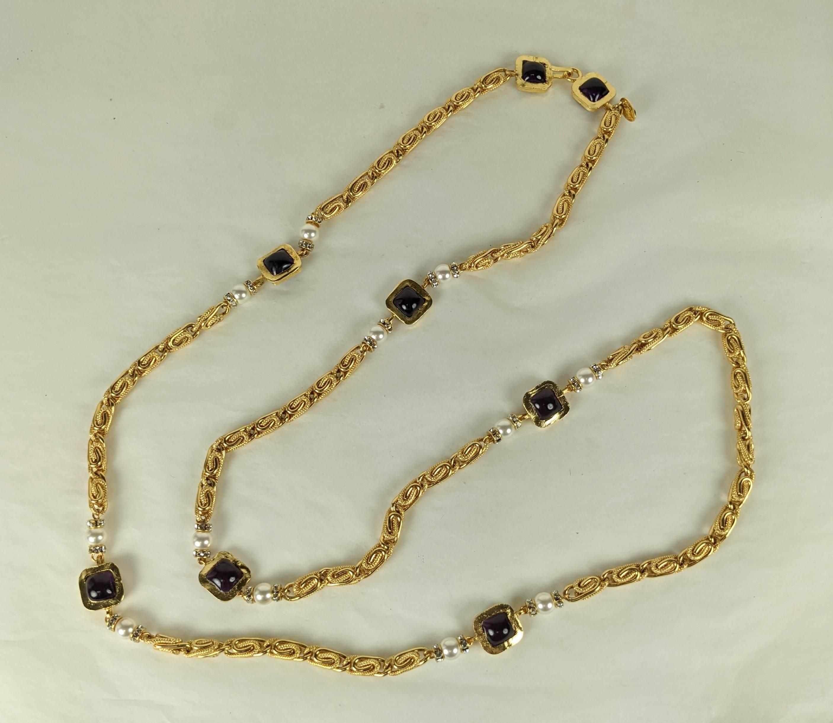 Maison Gripoix für Chanel  Byzantinische Sautoir-Halskette aus gegossenem Glas im Zustand „Hervorragend“ im Angebot in New York, NY