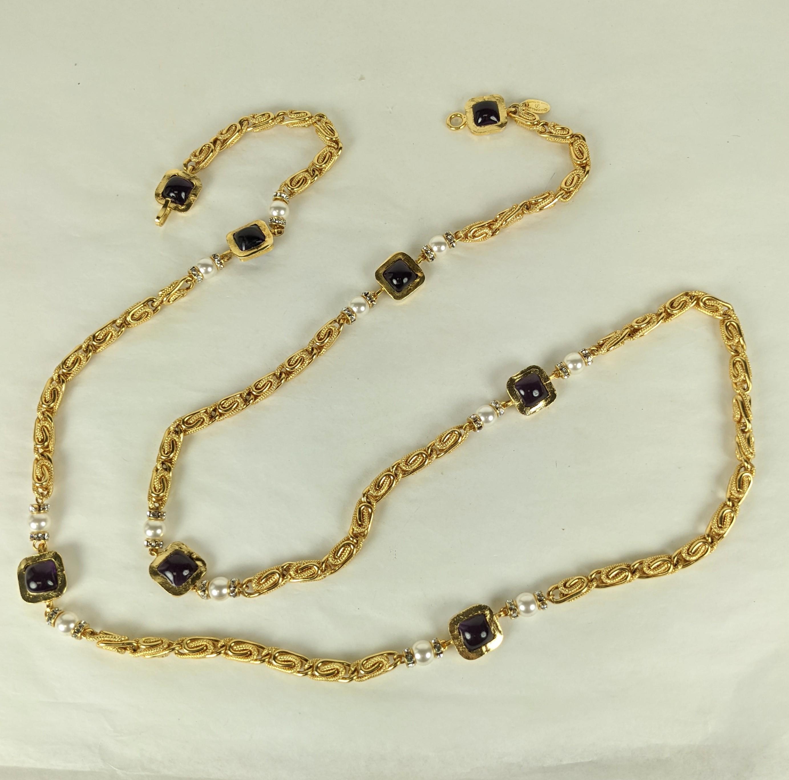 Maison Gripoix for Chanel  Poured Glass Byzantine Sautoir Necklace In Excellent Condition For Sale In New York, NY