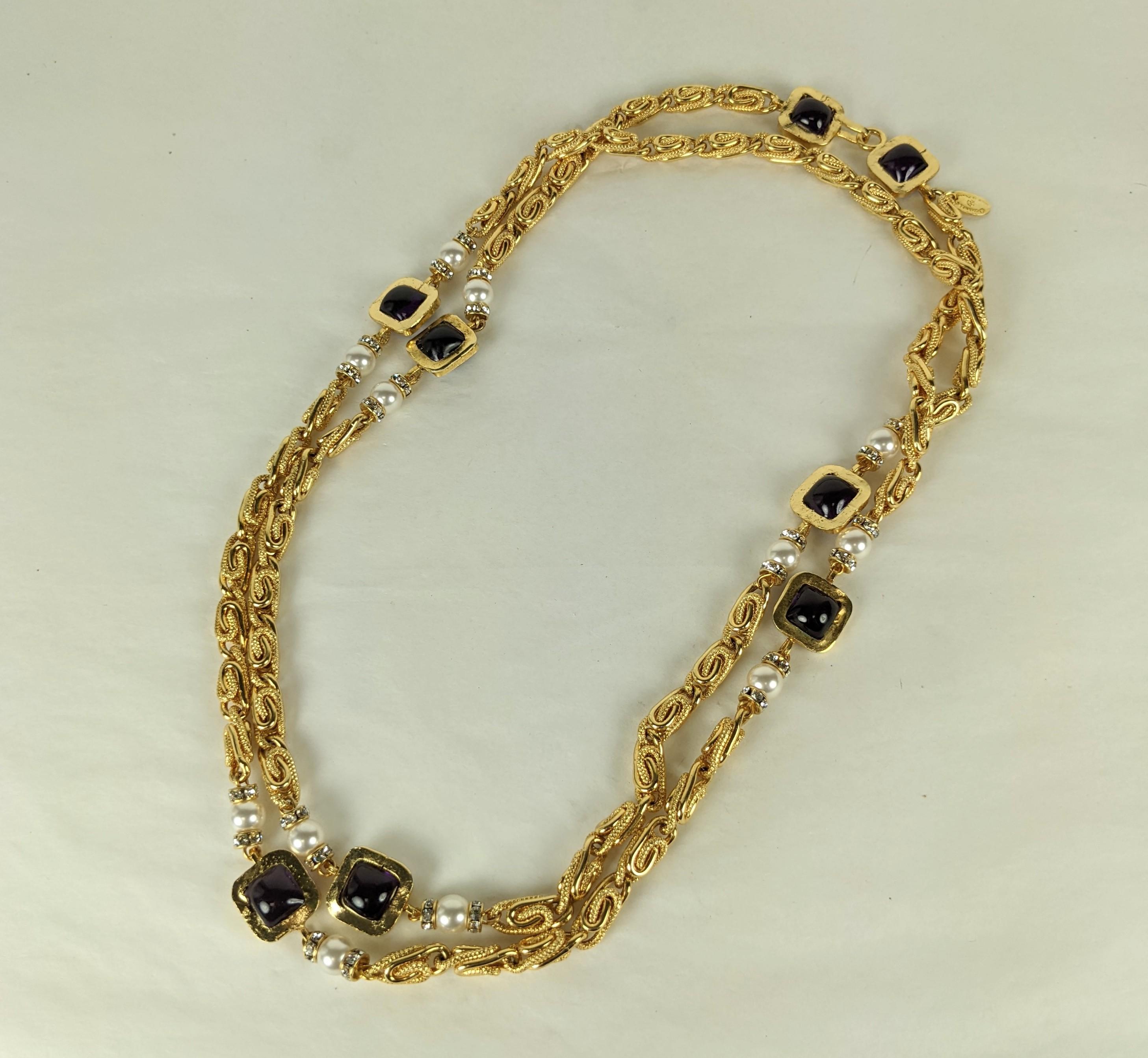 Maison Gripoix für Chanel  Byzantinische Sautoir-Halskette aus gegossenem Glas im Angebot 1