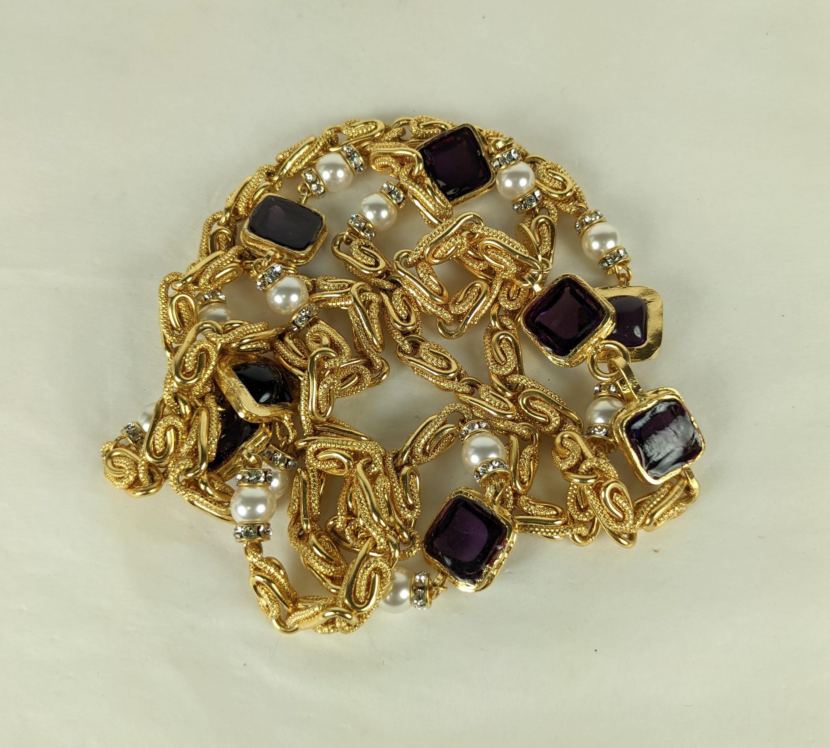Maison Gripoix für Chanel  Byzantinische Sautoir-Halskette aus gegossenem Glas im Angebot 3