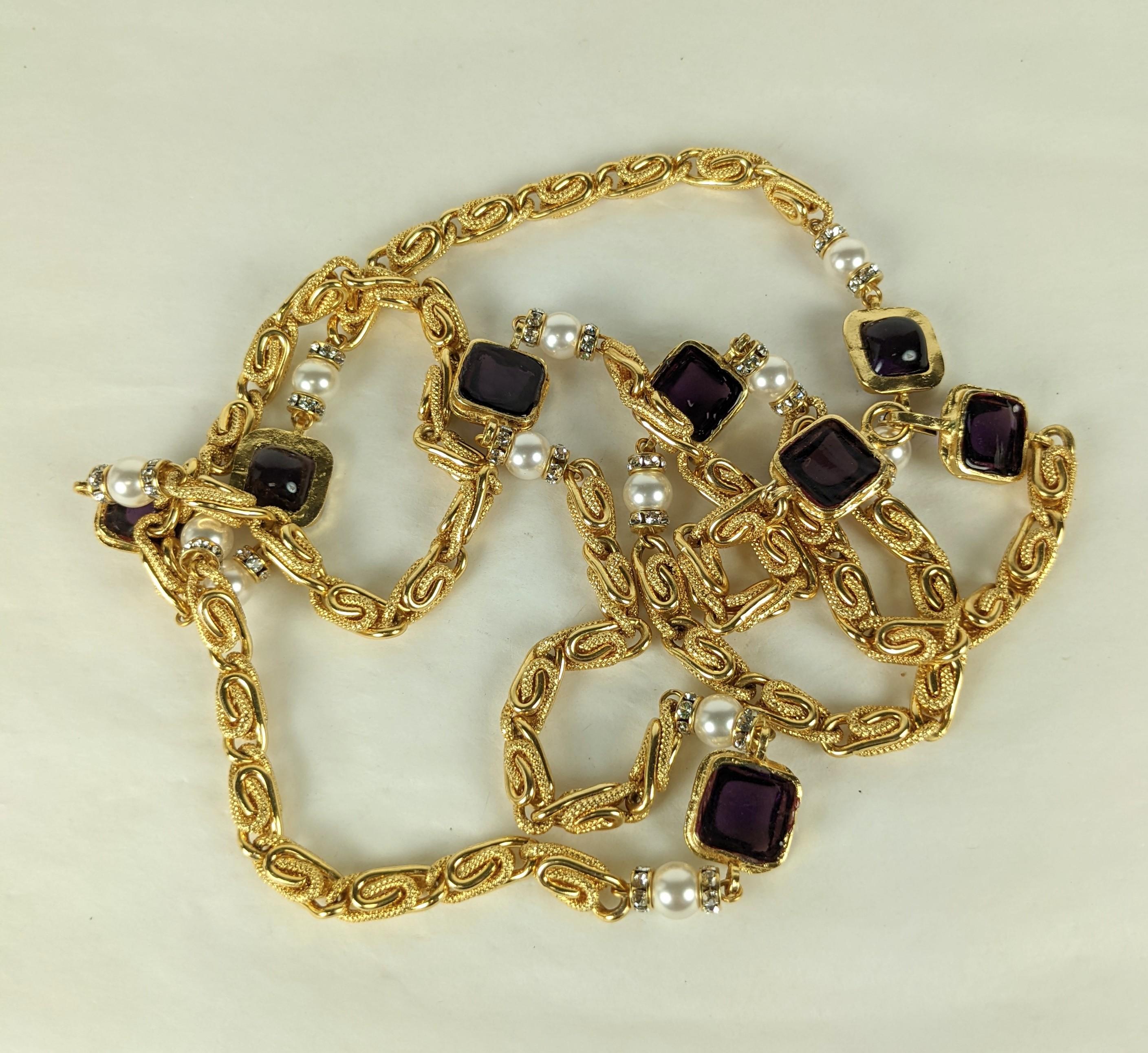 Maison Gripoix für Chanel  Byzantinische Sautoir-Halskette aus gegossenem Glas im Angebot 4