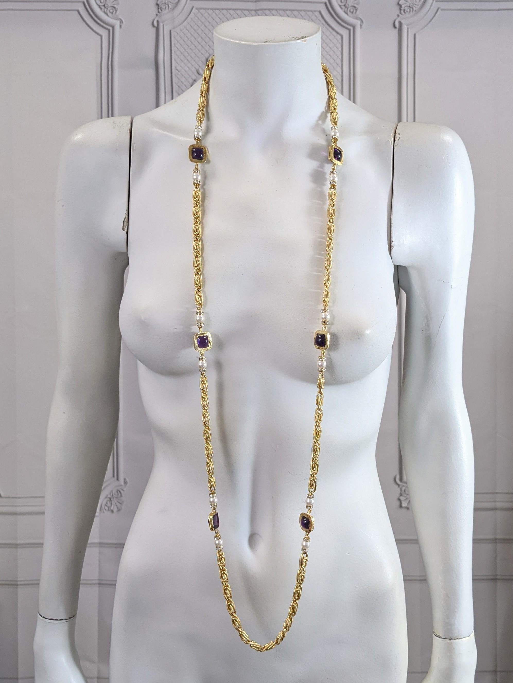 Maison Gripoix for Chanel  Poured Glass Byzantine Sautoir Necklace For Sale 4