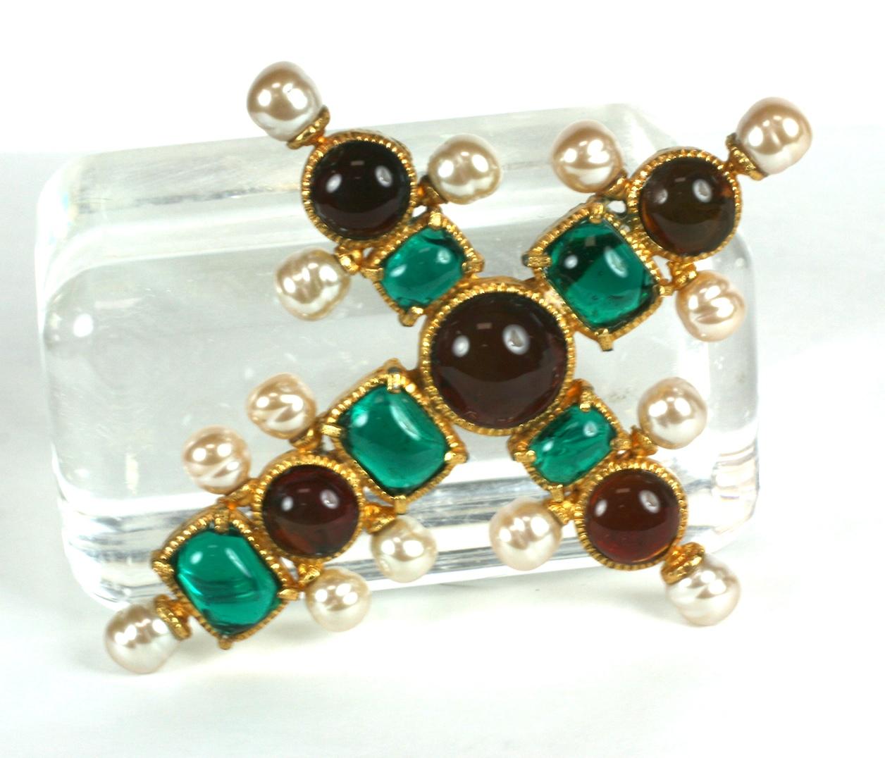 Maison Gripoix for Chanel Renaissance Cross 1992 Autumn/Winter In Excellent Condition For Sale In New York, NY