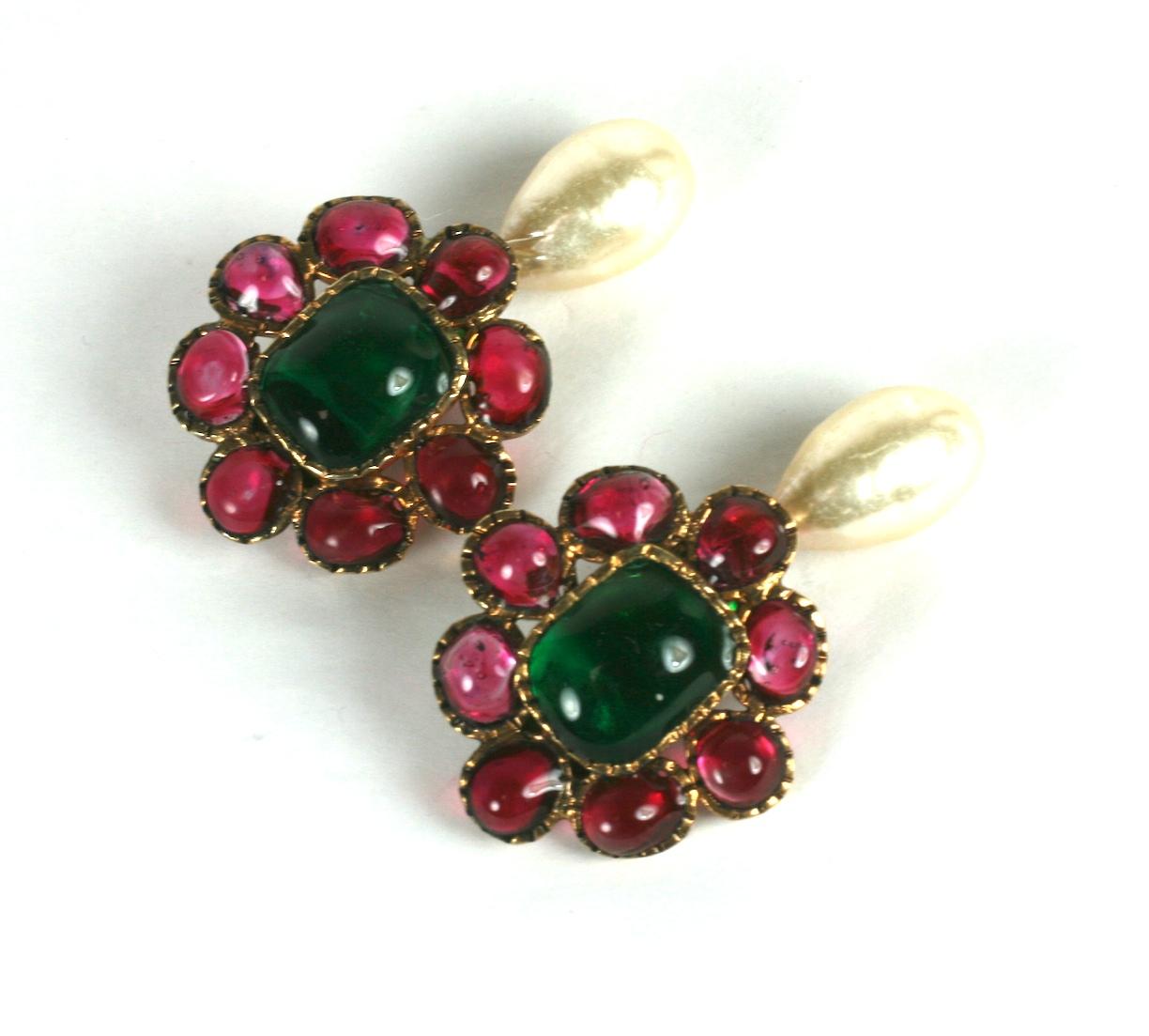 Maison Gripoix for Chanel Renaissance Style Earrings In Excellent Condition For Sale In New York, NY