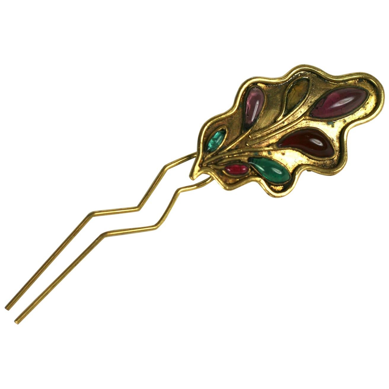 Maison Gripoix for Isabel Canovas Leaf Hair Comb For Sale