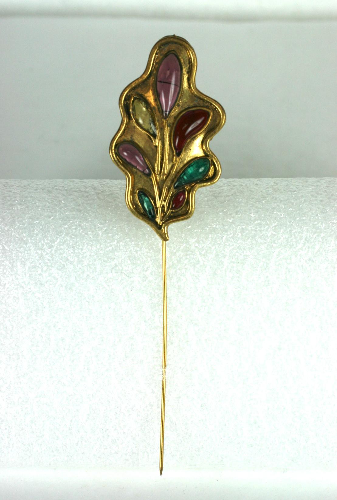 Maison Gripoix for Isabel Canovas Leaf Jabot Pin In Excellent Condition In New York, NY