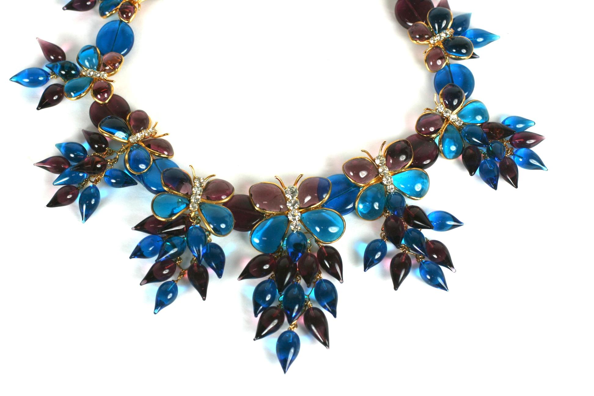 Romantic Maison Gripoix for Yves Saint Laurent Butterfly Bib Necklace For Sale