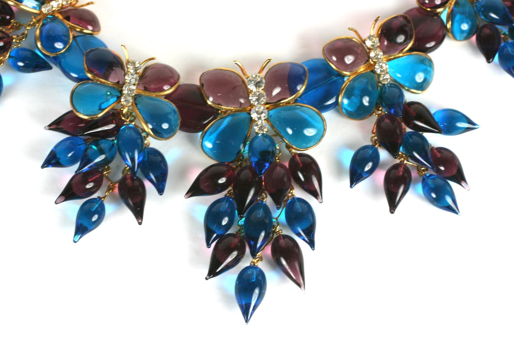 Maison Gripoix for Yves Saint Laurent Butterfly Bib Necklace In Excellent Condition For Sale In New York, NY