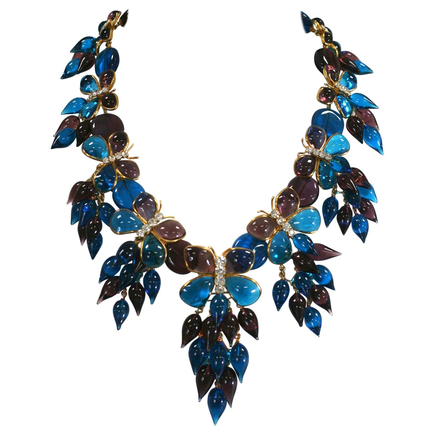 Maison Gripoix for Yves Saint Laurent Butterfly Bib Necklace For Sale