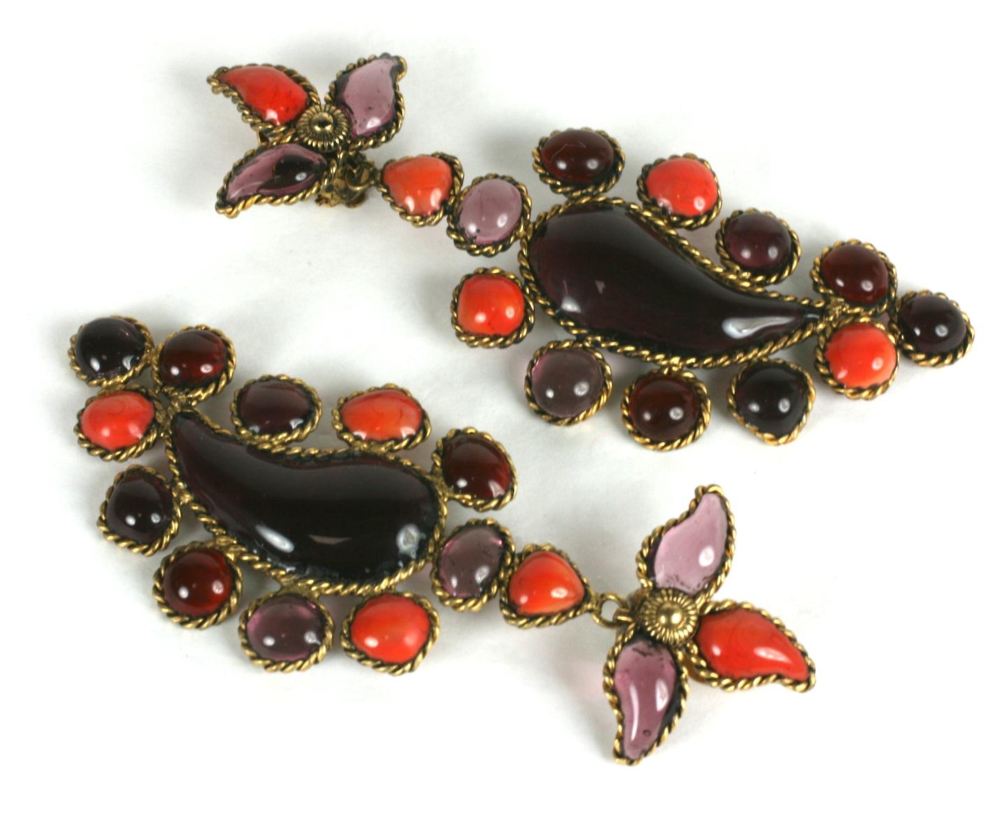  Maison Gripoix for Yves Saint Laurent Haute Couture Palmette Earclips In Excellent Condition For Sale In New York, NY